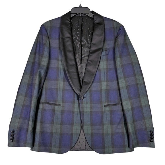 Hugo Boss Other - Hugo Boss Tuxedo Jacket Mens 40R Slim Fit Shawl Lapel Watch Plaid Formal Blazer